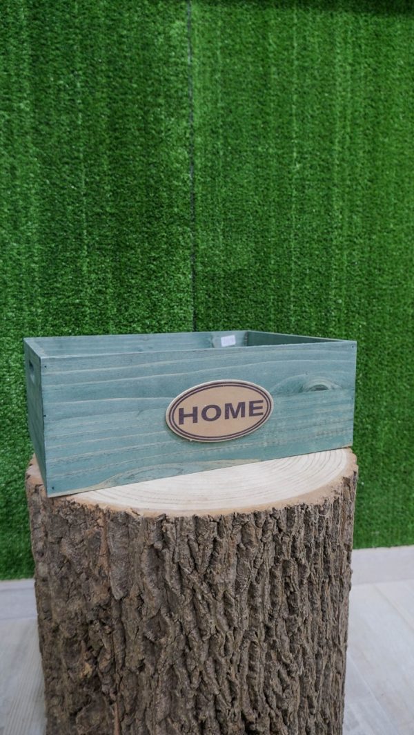 caja de madera "Home" verde-azul