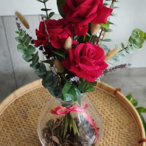 Juego de jarrón con ramo de flor artificial y detalles
